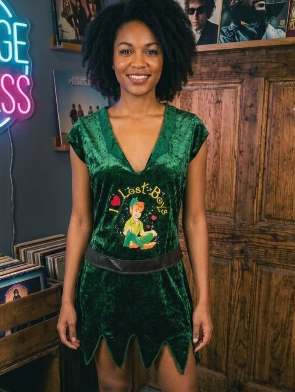 Disney Classics Peter Pan Tunic Costume Dress Green Velvet Medium M 8-10